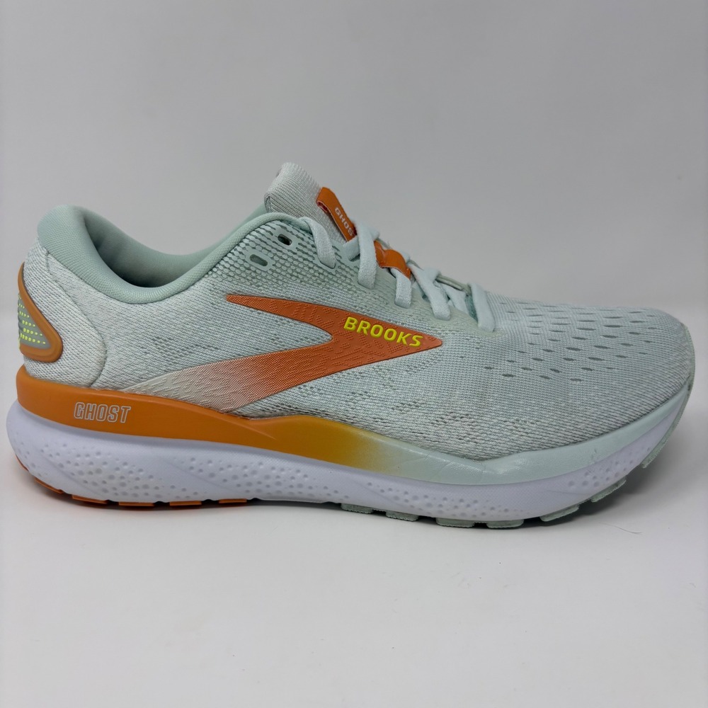 Brooks Ghost 16 Women's Size 6.5 Mint Green Orange Running Shoes (1204071B411)